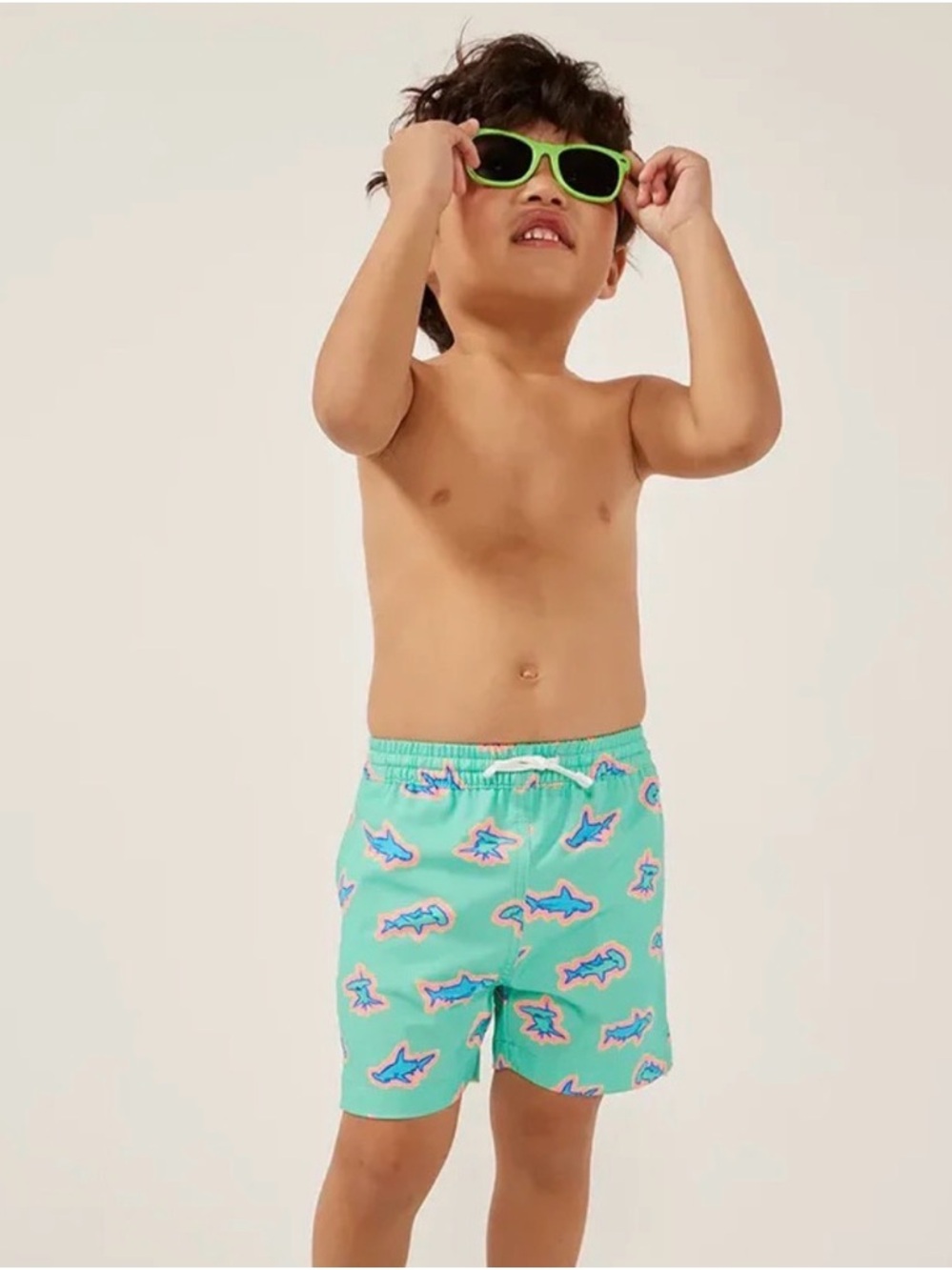 Chubbies Toddler Classic Swim Trunk in Teal Sharks